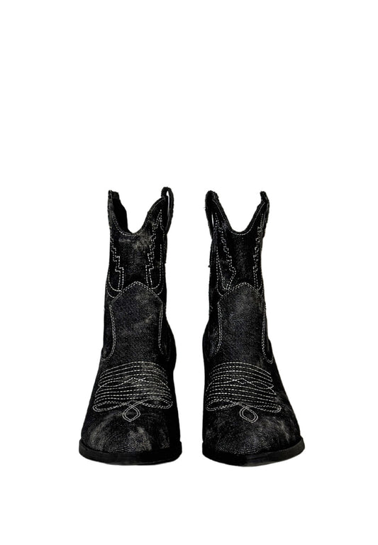 BOOTS - COWBOY DENIM WASHED BLACK
