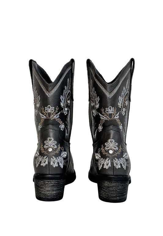 BOOTS - EMBROIDERED BLACK