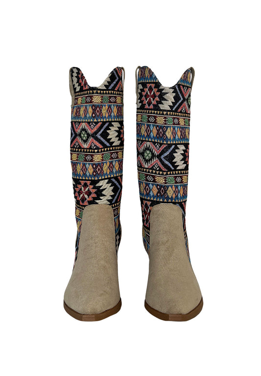 BOOTS - COWBOY BEIGE PRINTED