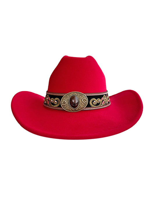 HAT - COWBOY RED WITH STONE
