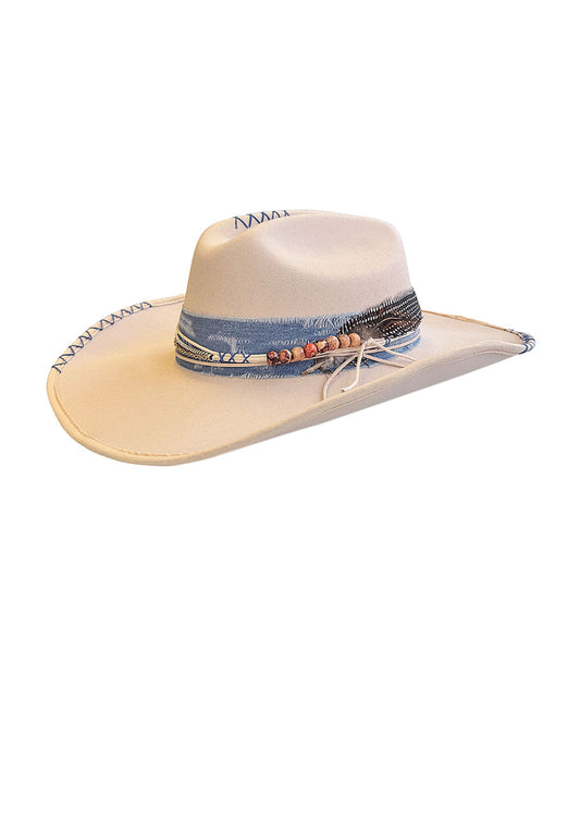 HAT - COWBOY FEATHER BEIGE