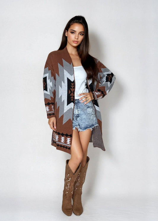 CARDIGAN - AZTEC RUST