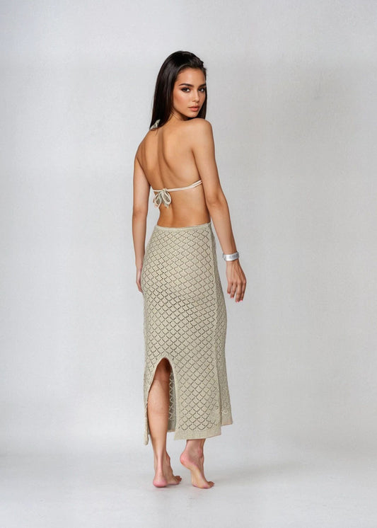 CROCHET - CUT-OUT DRESS NUDE
