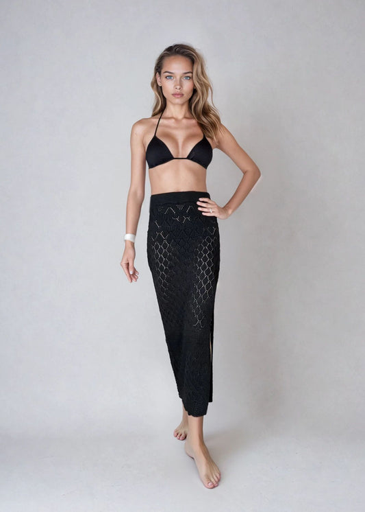 CROCHET - MAXI SKIRT BLACK