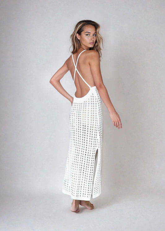 CROCHET - SEXY BACK DRESS WHITE