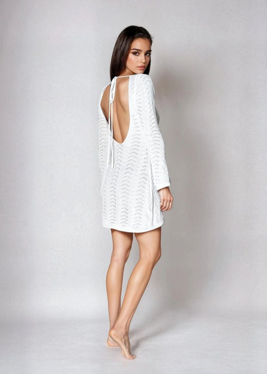 CROCHET - MINI DRESS WHITE
