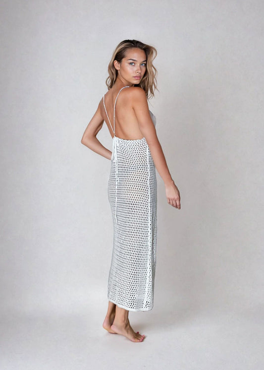 CROCHET - BACKLESS DRESS WHITE