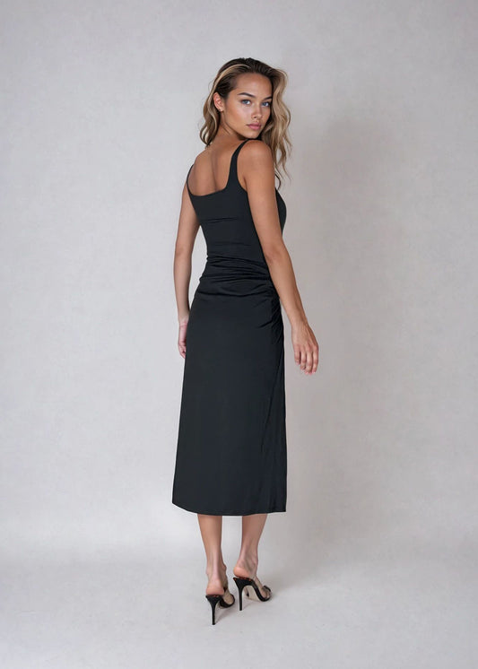 BLACK CUT-OUT MAXI DRESS