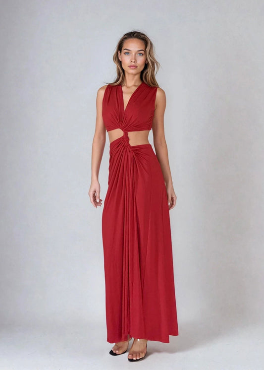 RED CUT-OUT DRESS