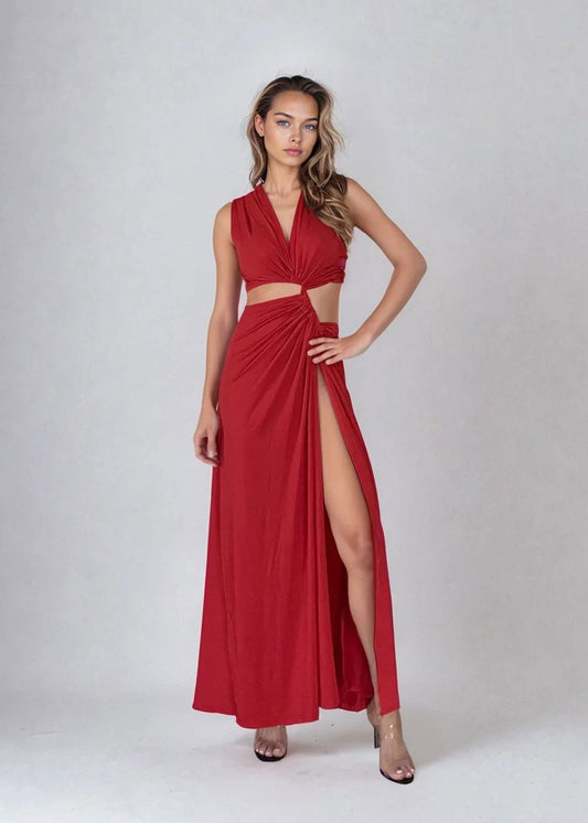 RED CUT-OUT DRESS